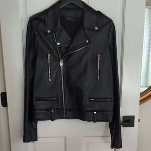 Joseph Women's Black Ryder Leather Moto Jacket, Size 42  (US 10)